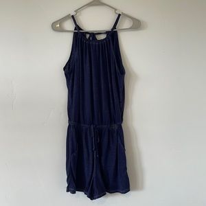 Blue Derek Heart romper WITH POCKETS